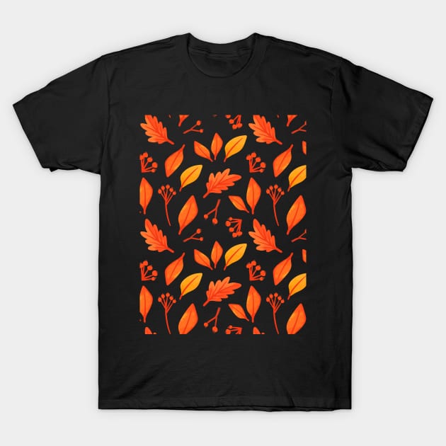 Autumn Leaves and floral pattern - Autumn Colors T-Shirt by Clicky Commons
